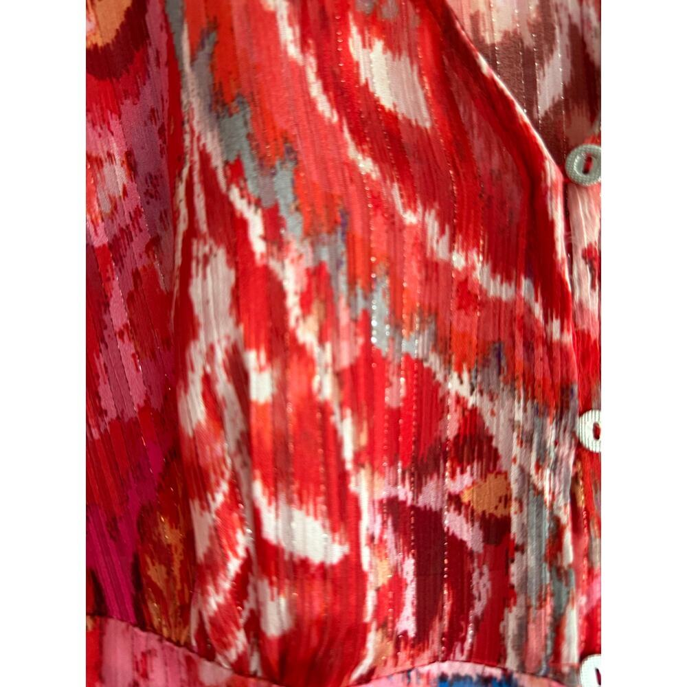 Zara Red Metallic Thread Printed Midi Dress size small Boho Resort - Picture 8 of 11